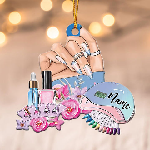 AOVL Personalized Nail Ornament,Nail Technician Ornament, Nail Technician Ornaments, Makeup Ornaments Makeup Christmas Ornament, Nail tech Gifts, Nail Technician Gifts (Nail 1)