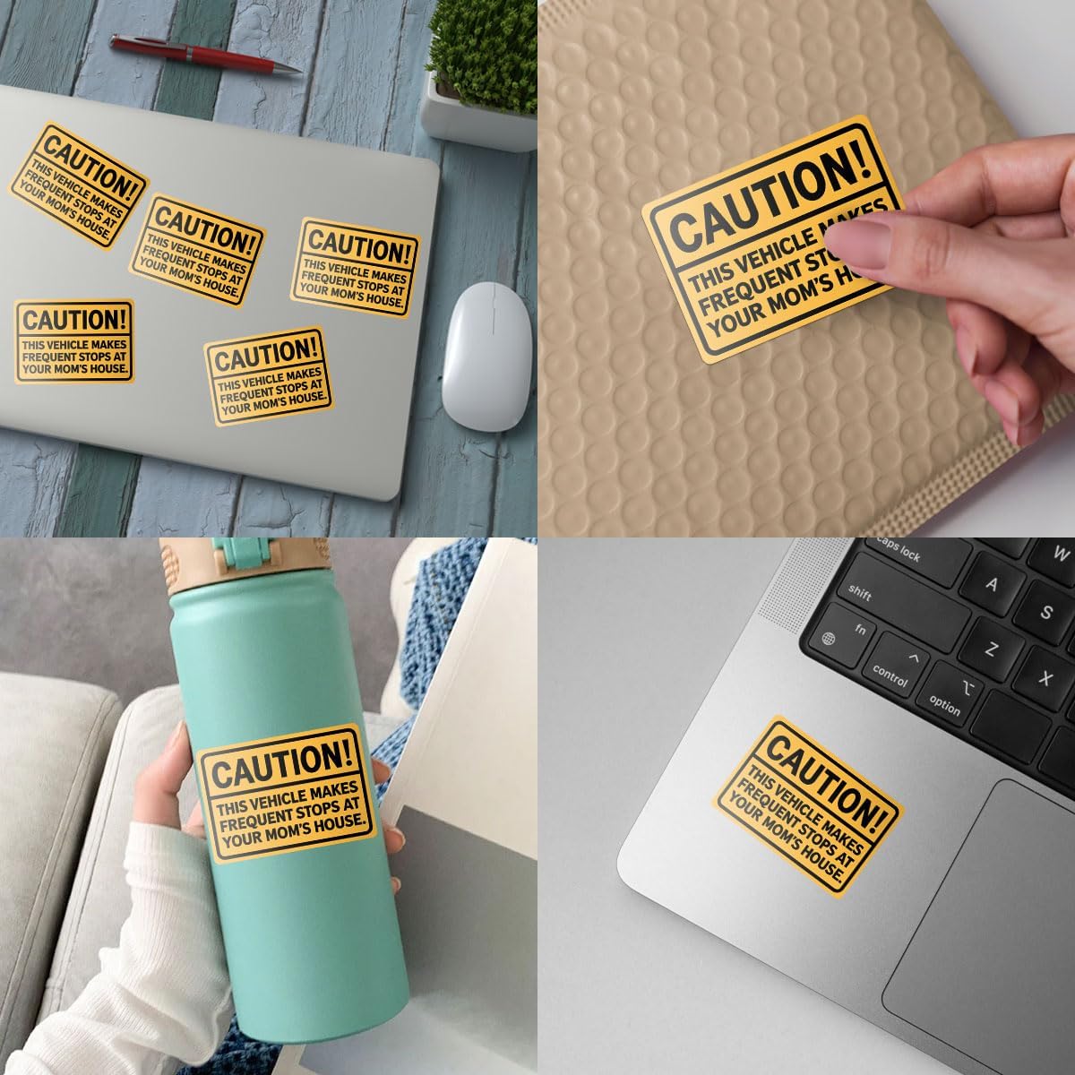 (3Pcs) Warning This Vehicle Makes Frequent Stops at Your Mom's House Car Decal, Funny Car Warning Sticker, Funny Mom Stickers, Sticker Die-Cut Waterproof for Water Bottle Truck, Car, Helmet Decal 5"