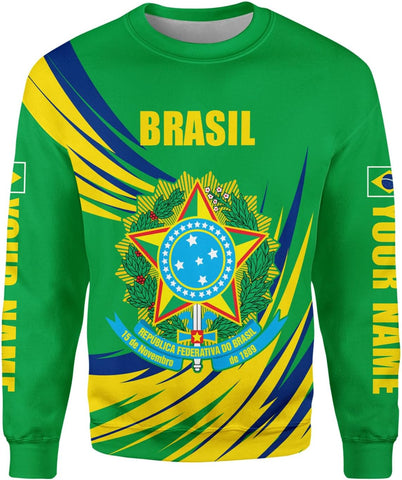 Mostprints Personalized Name Brazil Shirt 3D, Brasil Shirt Flag Custom Name Brazilian Shirt for Men and Women Unisex S-5XL