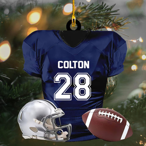 Personalized Name Football Ornaments 2024, Customized Football Christmas Ornaments Wood, Acrylic Ornament Christmas Tree Hanging Ornament Pine Tree Decorations for Kid Couple Friends Family