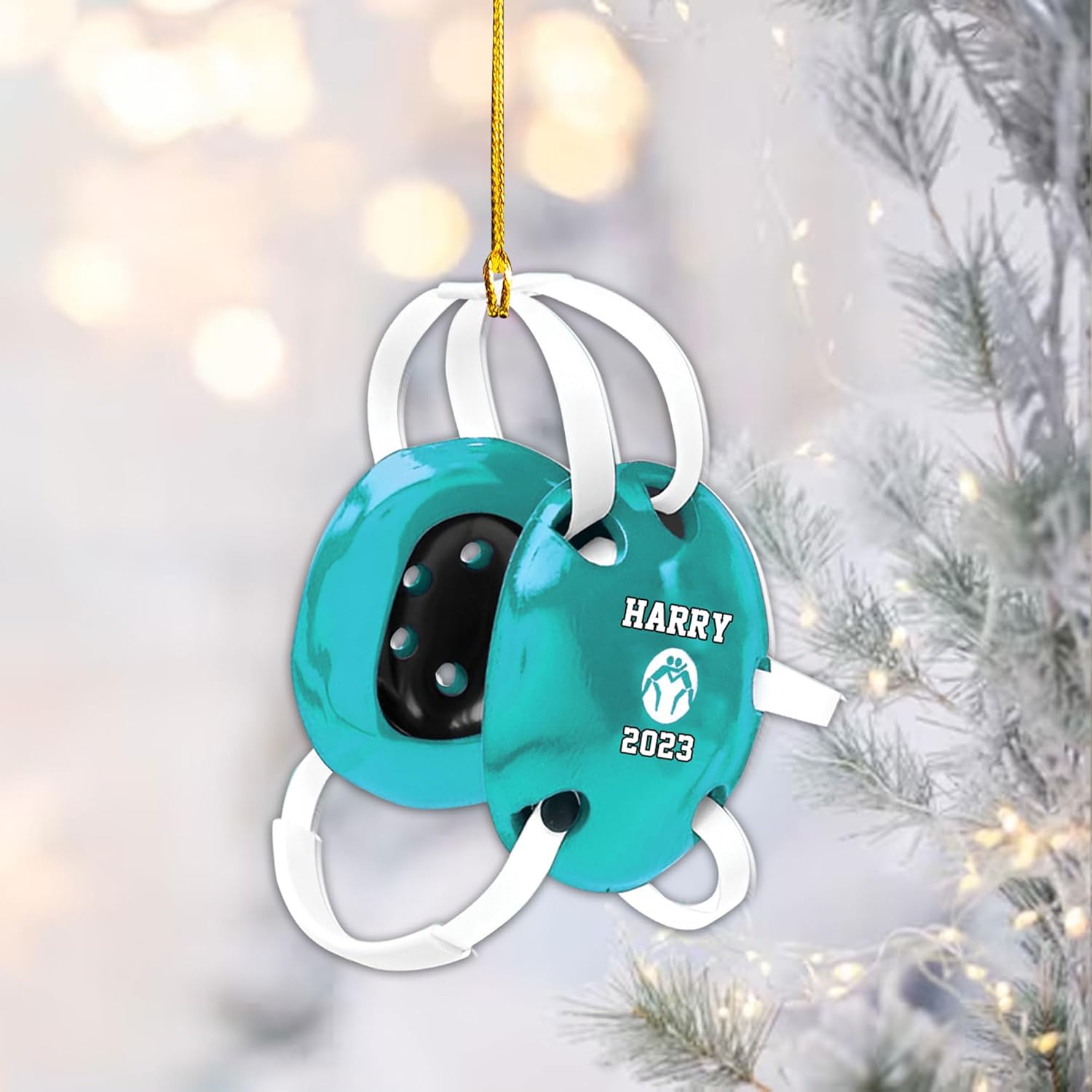 Royal Fight Personalized Wrestling Ornament Wrestling Helmet Ornaments Wrestling Christmas Ornament Gift for Wrestling Player Wrestling Christmas Tree Ornaments for Boys or Girls (Wrestling 6)