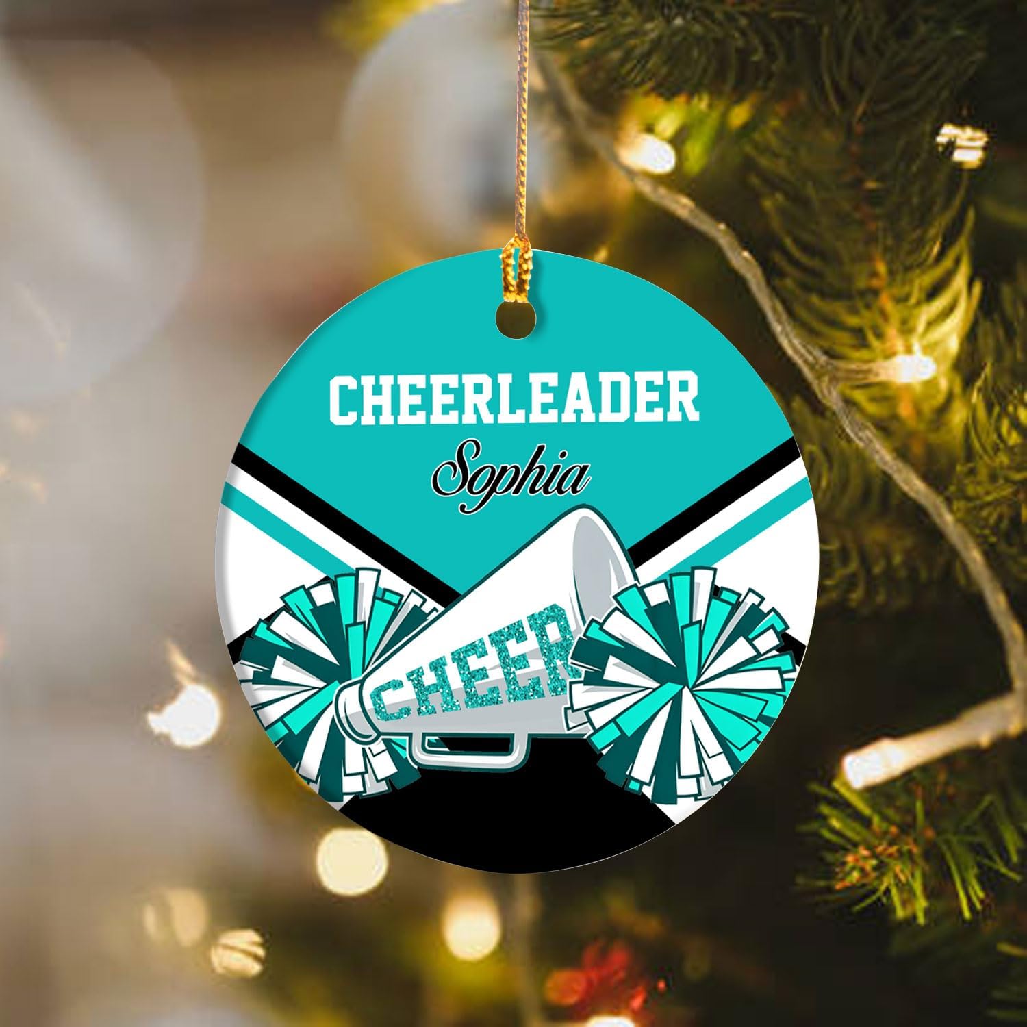MAPrints Personalized Cheerleader Christmas Ornament 2024, Cheerleading Stuff Ornament, Cheer Captain Ornament, Cheer Girl Dancer Cheerleading with Real Red Pompom Ornament for Xmas Tree (Cheer 6)