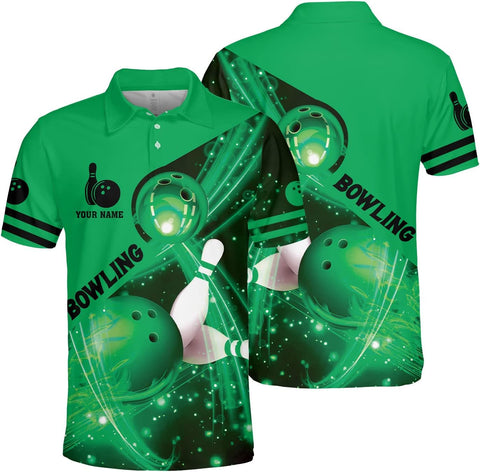 Mostprints Personalized Name Bowling Polo Shirts 3D for Men and Women, Bowling shirt, Bowling Shirts for Men Team Bowling Shirt