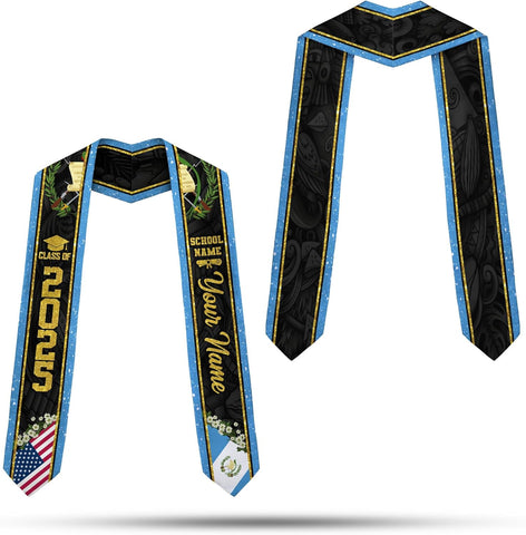 Personalized name Guatemala America Graduation Stole, Custom Guatemalan Sash 2025