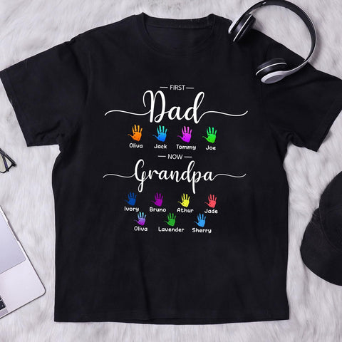 Personalized Dad Shirt, Custom Dad Grandkids Name Shirt, Birthday Christmas Fathers Day Dad Grandpa Gift