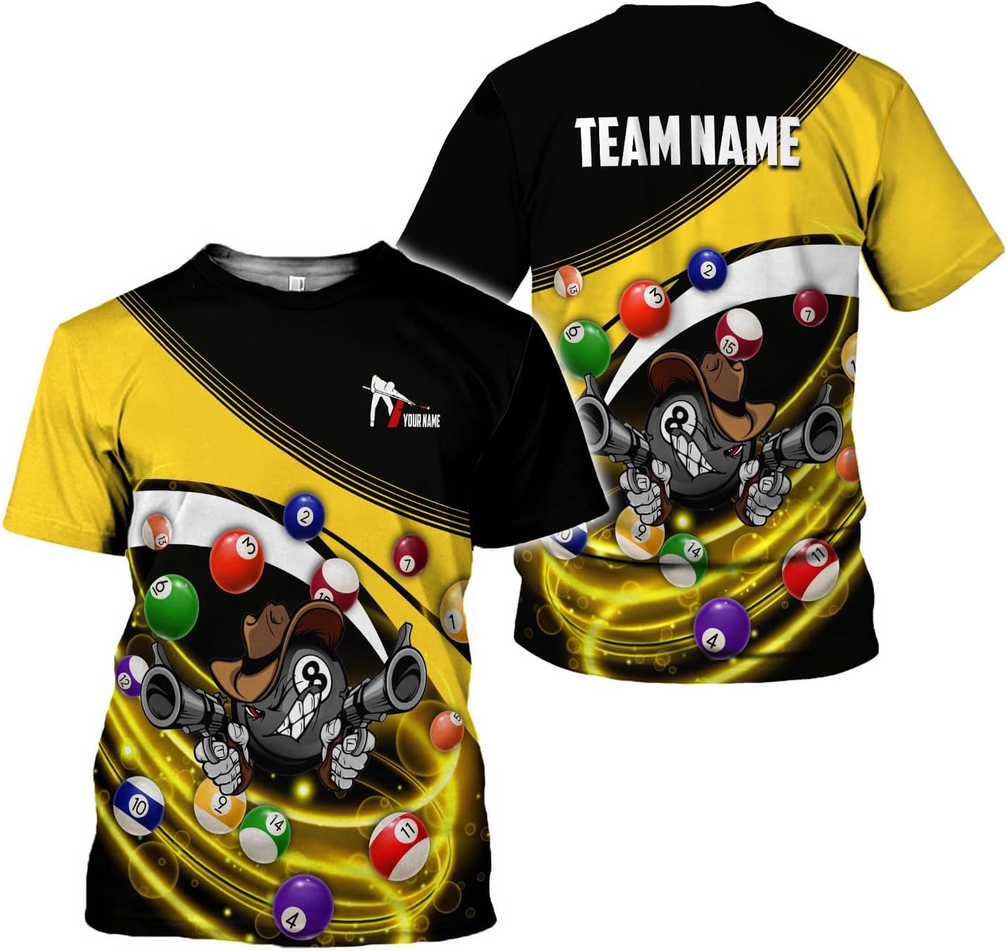 Ligthuy Personalized Name Billiard Shirts 3D, Billiards Shirt 8 Ball Billiard Shirt Custom Men's Pool Men Women1
