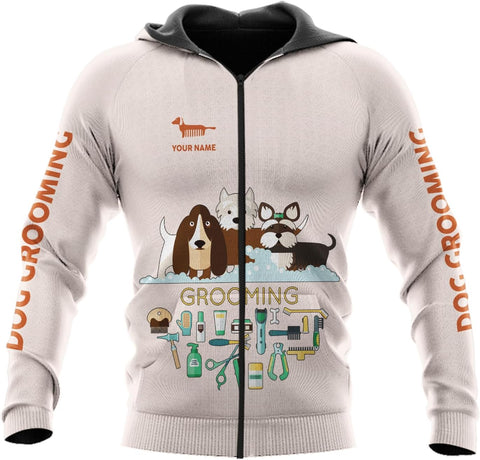 Mostprints Personalized Name Dog Groomer Shirt 3D, Funny Dog Groomer Apparel Shirts, Dog Groomer Gifts for Men and Women