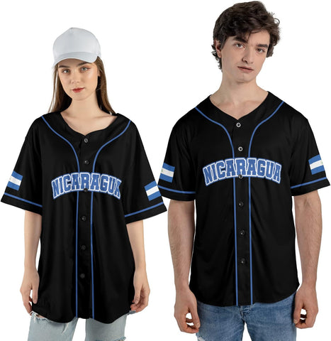 Personalized Nicaragua Baseball Jersey, Custom Nicaragua Baseball Jersey for Men & Women, Nicaraguan Camisas Shirt