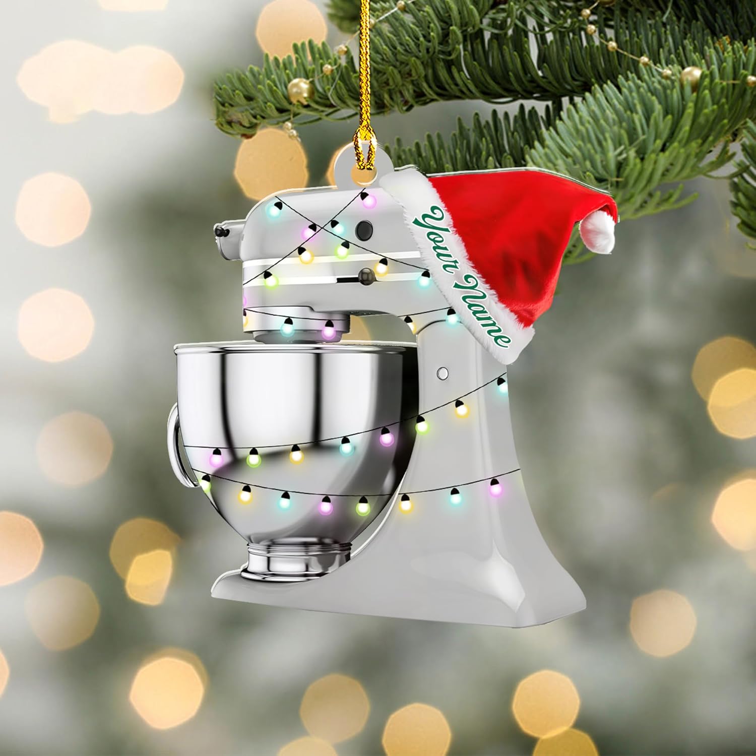 Custom Baking Mixer Lights 2D Flat Ornament Customized Stand Mixer Mica Christmas Ornaments Love Cooking Xmas Keepsake Gift Ideas Gifts for Chef Lovers Gift (BM2)