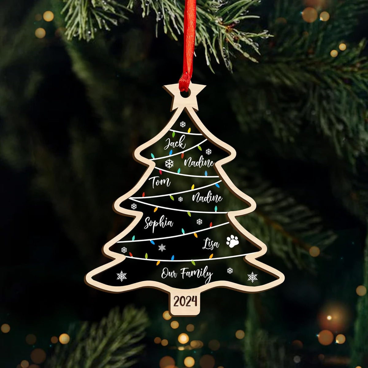 Personalized 2024 Kids Christmas Tree Ornament, Family Christmas Ornament, Family with Kids Name Christmas Ornament 2024 Xmas Tree Decorations, Custom Family Christmas Tree Ornament 2024 (KT 4)