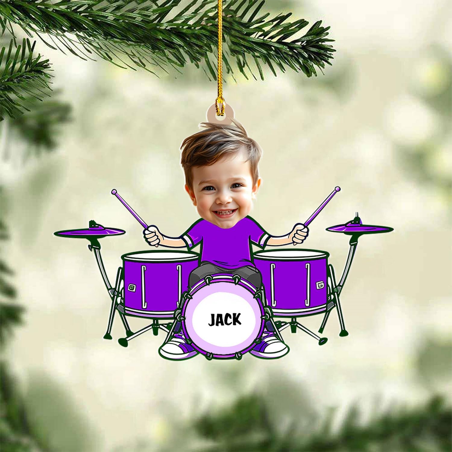 Podagree Personalized Drum Set Ornaments for Christmas, Customized Drummer Playing Drum Christmas Ornament, Custom Name Year Drummer Xmas Ornament, Instrument Ornaments, Drum Ornament Xmas (DRM10)