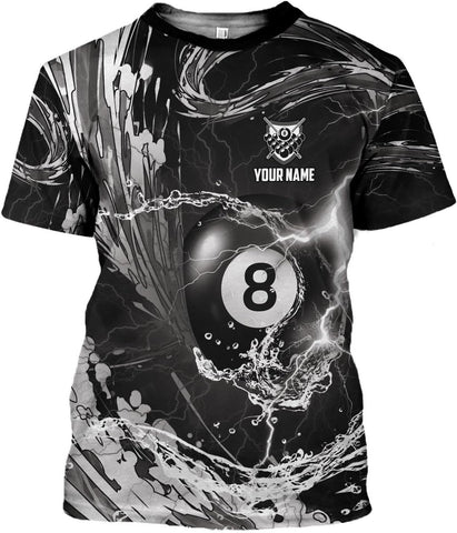 Custom 3D Billiard Shirt for Men Women Personalized Pool Player Team Apparel with 8 Ball Flag Design Gift to Billiard Lovers