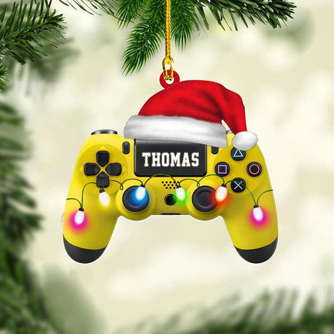 Artparel Personalized Gamer Ornament Custom Name Game Controller Ornament Shape Flat Computer Ornament for Gamer Gaming Ornament Gamer Christmas Ornament (GC1)