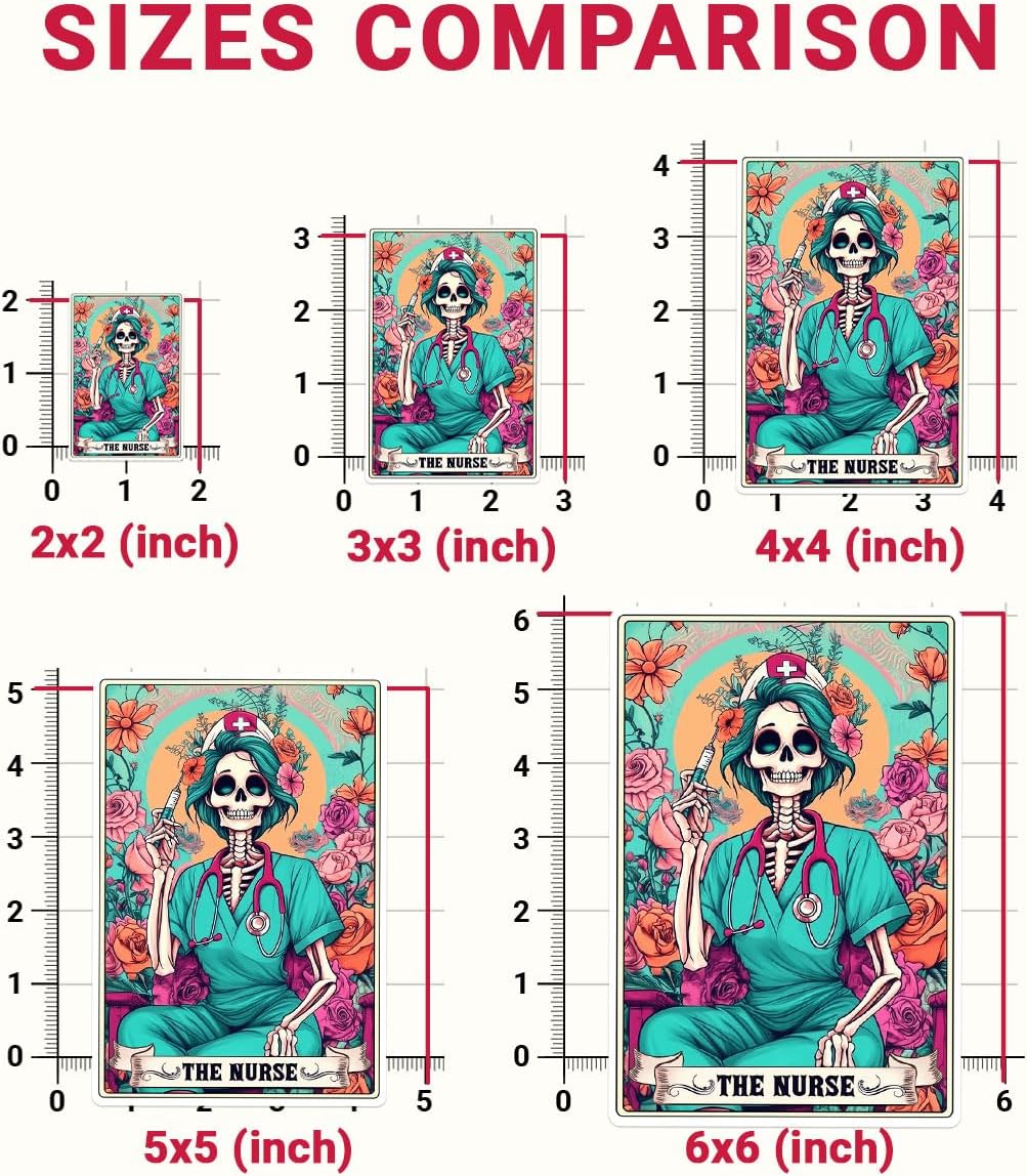 (3PCs) The Nurse Tarot Vinyl Sticker, The Nurse Tarot Card Holographic Stickers, Nurse Skeleton Hologrpahic Vinyl Stickers, Fun Nurse Decal- Stickers for Laptop Water Bottle Phone Car Helmet 3"