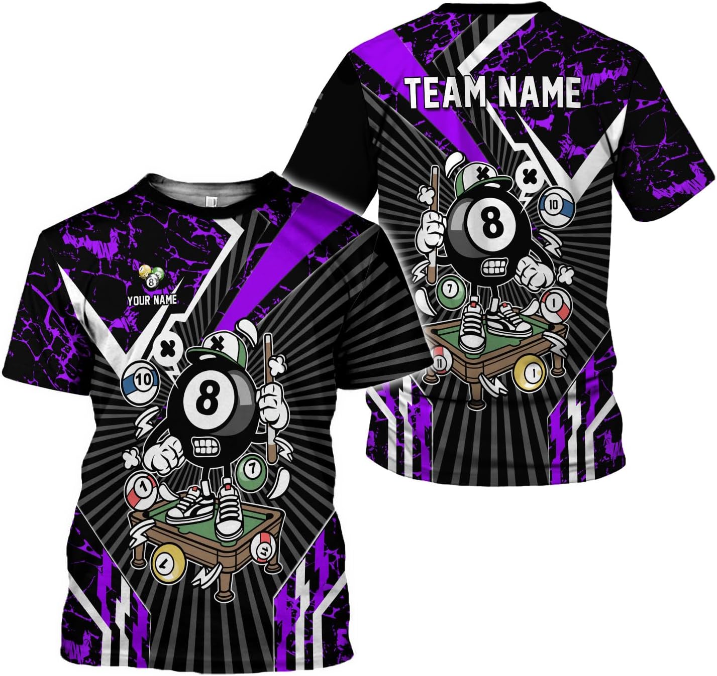 Ligthuy Personalized Name Billiard Shirts 3D, Billiards Shirt 8 Ball Billiard Shirt Custom Men's Pool Men Women1