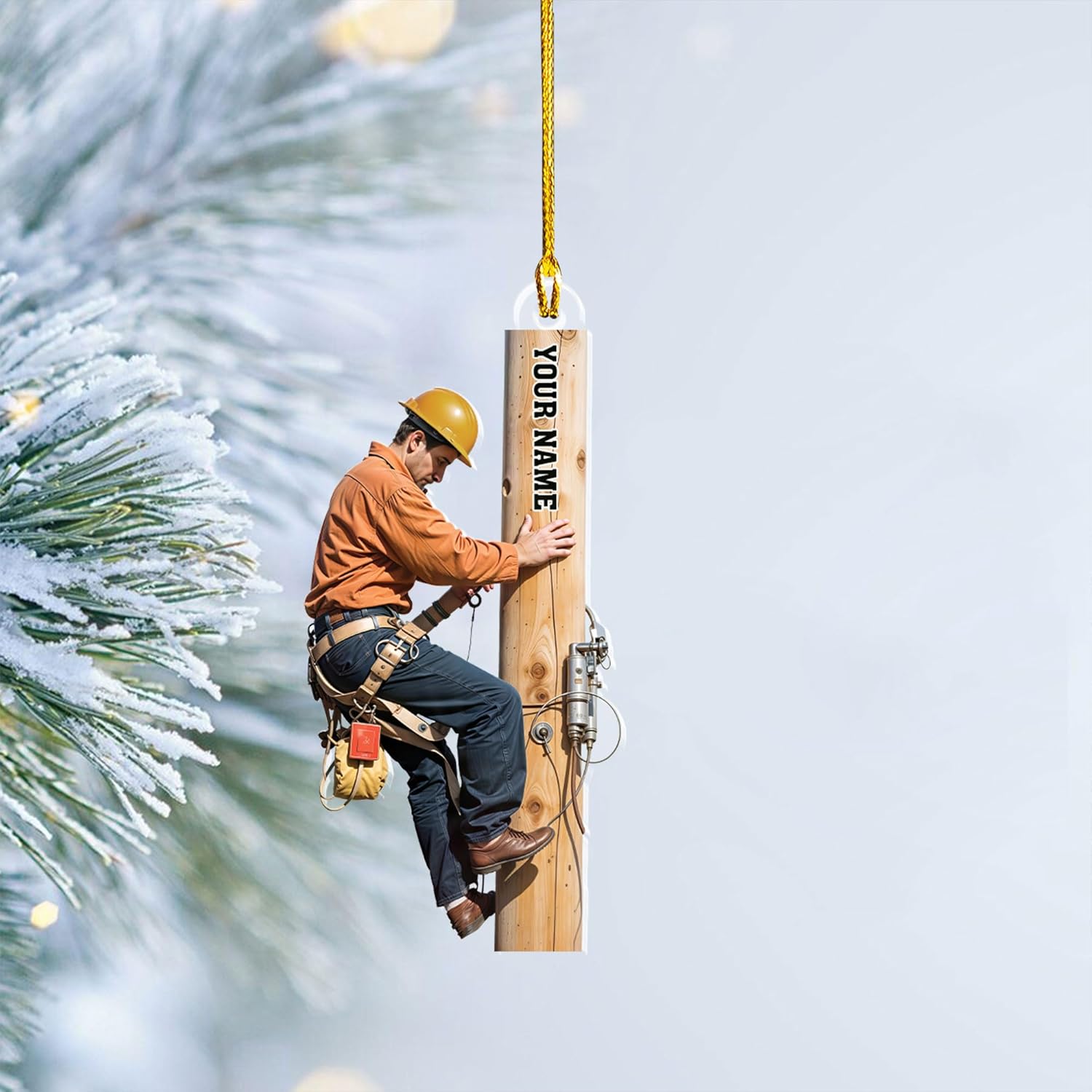 MAPrints Personalized Lineman Christmas Ornaments 2024, Line Man Ornaments, Electrician Acrylic 2D Flat Ornament, Electric Worker Ornament, Lineman Christmas Hanging Ornament, Gifts for Lineman (LM 3)