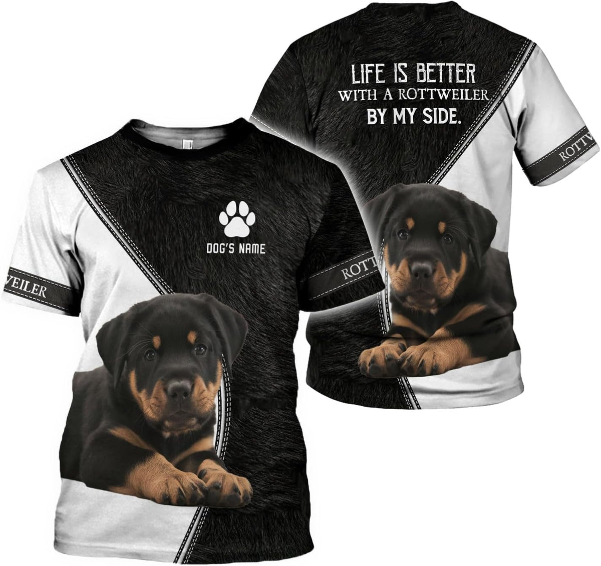 Personalized Rottweiler Dog 3D Hoodie, Custom Name Rottweiler Dog 3D T-Shirt, Sweatshirt, Hoodie Zip for Women, Mens