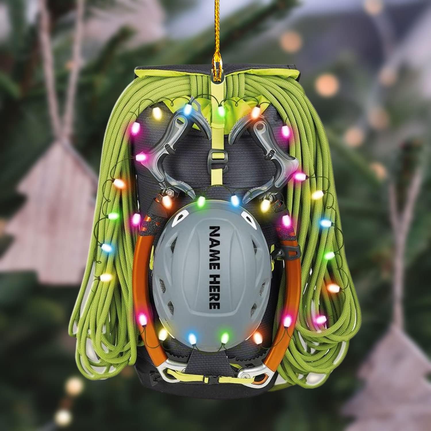 HomeDesign Personalized Rock Climbing Ornaments Custom Climbing Ornament Rock Climber Ornament, Mountain Climbing Bag, Climber Gift Bouldering Gifts Workout Ornament Christmas Tree Hanging Ornament 2