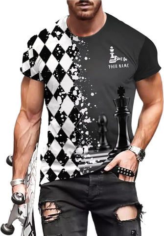 Personalized Name Chess 3D Full Color Shirt, Custom Name Chess 3D Shirt for Men, Women, Chess Lover, USA Chess Shirt