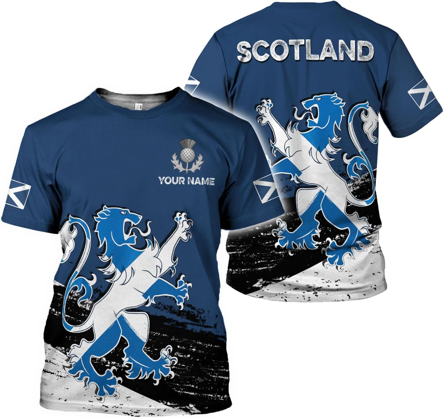 Custom Scotland Shirts for Men Scottish Rampant Lion Scotland Coat of Arms Banner T-Shirt Lion Scottish Pride Gift Shirts 3D