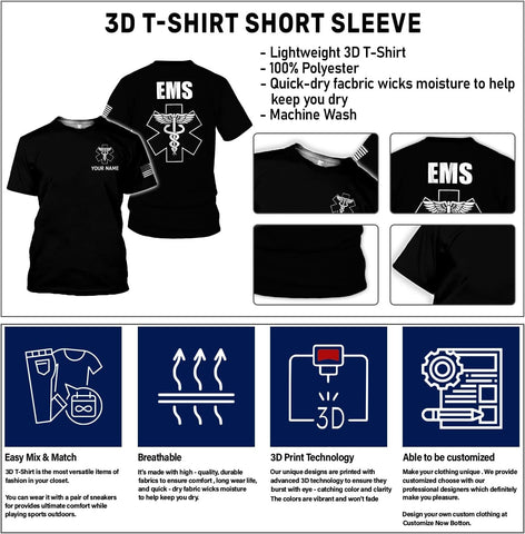 Mostefy Personalized EMT Shirt, EMS Shirt, Customized EMS Shirts,EMT Paramedic Uniform Emergency Medical Technician Shirts