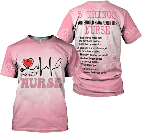 Mostprints Personalized Name Nurse Shirt, Nurse Shirts for Women, Nurse Shirts Gift, Nursing Shirts Emergency Shirts for Women