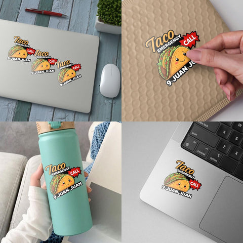 (3Pcs) Taco Emergency Call 9 Juan Juan Sticker, Taco Bumper Sticker Tacos Decal Funny Taco Lover Sticker, Funny Cinco De Mayo Mexico Sticker-stickers For Laptop Water Bottle Phone Car Window Helmet 3"