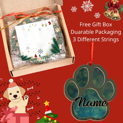 MAPrints Personalized Suncatcher Wooden Dog Cat Paw Ornament Christmas 2024, Custom Dog Paw Suncatcher Wood Ornaments with Names, Pet Paw Wooden Dog Ornament, Pet Paw Christmas Ornament (PAW 9)