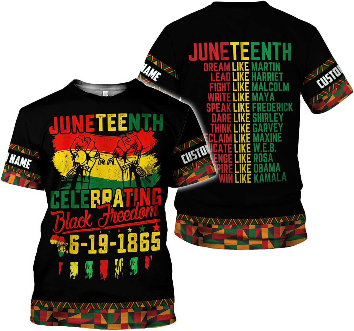 Lighthuy Personalized Juneteenth Shirt 3D, Juneteenth Shirts Women Gift, Customized Name Juneteenth Shirts for Men S-5XL