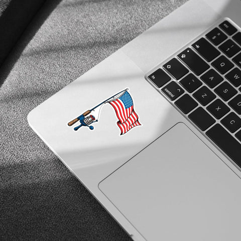 (3PCS) American Flag Fishing Rod Sticker, Patriotic Fishing Sticker for Laptop, Water Bottle, Car, Phone Case, Hard Hat Gift for Anglers & Fishermen 3 Inch