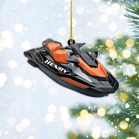 AOVL Custom Jet Ski Ornaments 2024 Jet Boat Ski Christmas Ornament Skiing Jet Boat Christmas Tree Ornament Gift for Watercraft Lovers Speed Boat Ornaments (JK8)