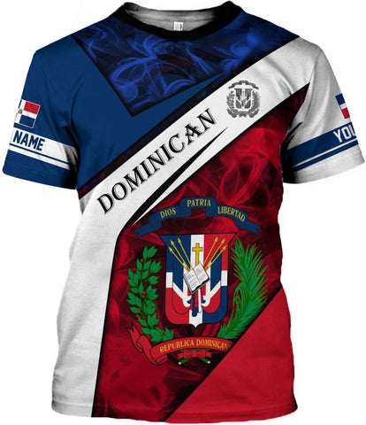 Custom Dominican Republic 3D Shirts for Men Dominicana Flag Shirts Dominican Flag Tshirt Dominican Independence Day