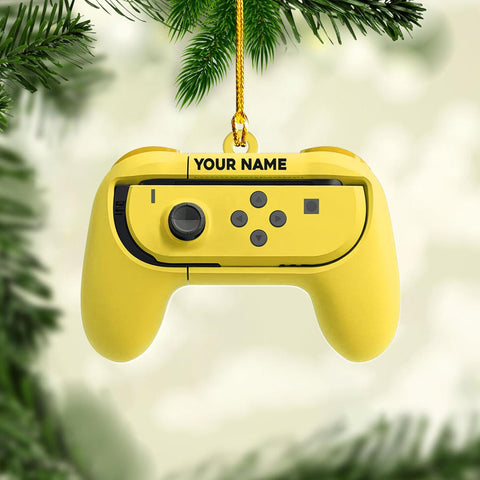 Artparel Personalized Gamer Ornament Custom Name Game Controller Ornament Shape Flat Computer Ornament for Gamer Gaming Ornament Gamer Christmas Ornament (GC12)