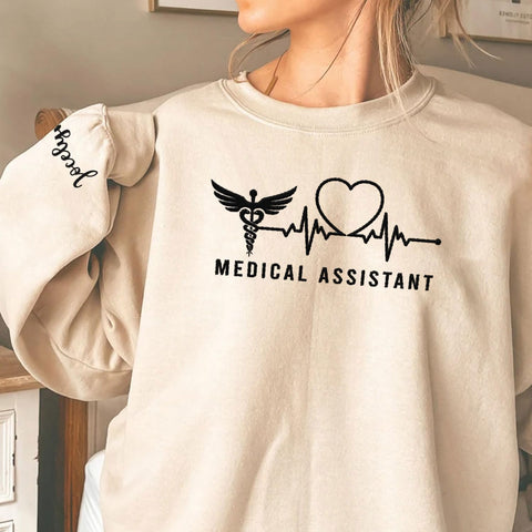 Custom Medical Assistant Embroidered Sweatshirt for Women, MA Nurse Crewneck, Medical Assistant Shirts Gift for Nurse