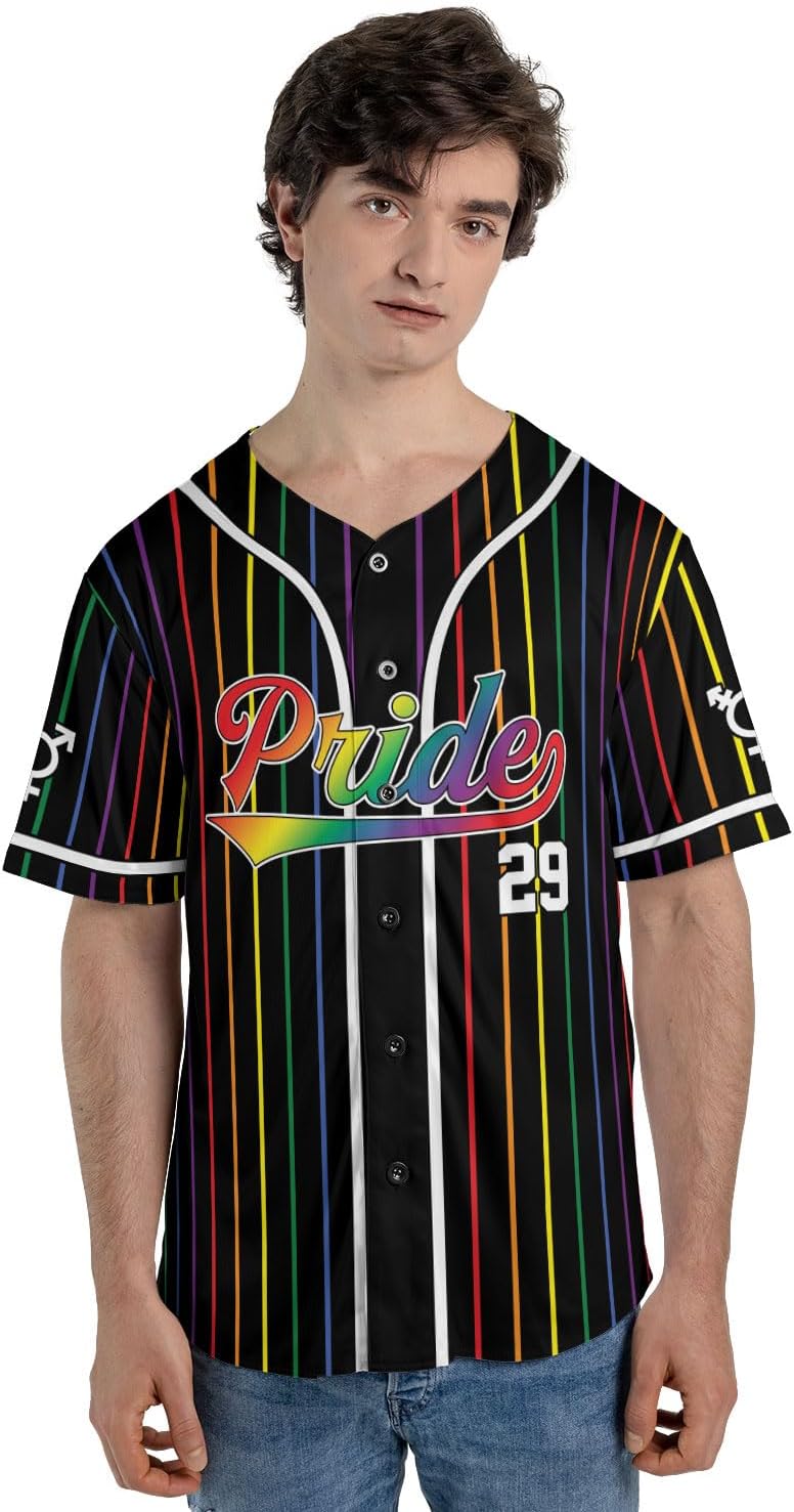AOVL Personalized LGBT Pride Baseball Jersey Pride Hand LGBT Flag Jersey Rainbow Les Gay Shirts LGBT Pride Month Jerseys