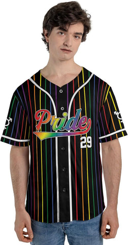 AOVL Personalized LGBT Pride Baseball Jersey Pride Hand LGBT Flag Jersey Rainbow Les Gay Shirts LGBT Pride Month Jerseys