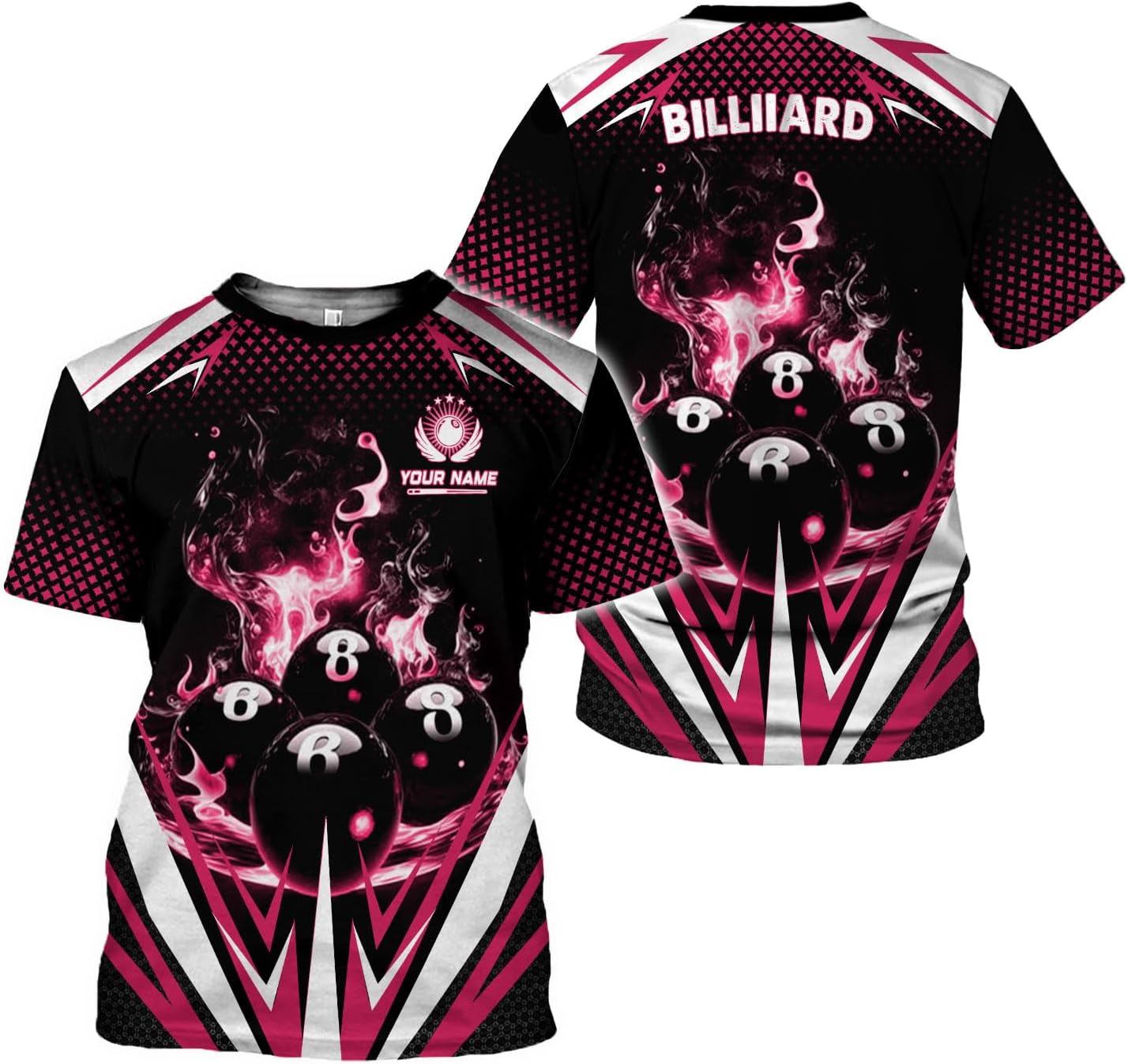 AOVL Personalized Billiard Shirts 3D Billiard Shirt Custom Billiard Flag Shirt Men's Pool Billiards Shirt 8 Ball Men Women