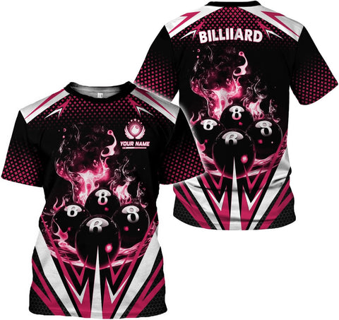 AOVL Personalized Billiard Shirts 3D Billiard Shirt Custom Billiard Flag Shirt Men's Pool Billiards Shirt 8 Ball Men Women