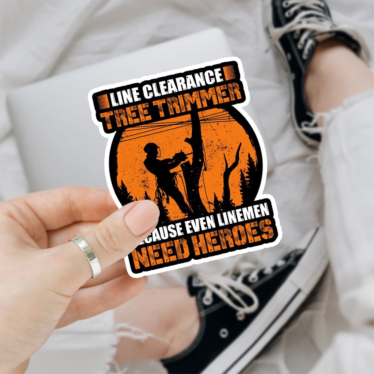 3 Pcs Line Clearance Tree Trimmer Sticker, Arborist Tree Work Sticker, Arborist Lumberjack Sticker, Arborist Chainsaw Sticker for Waterproof Laptop Water Bottle Phone Car Window Helmet 3 Inches