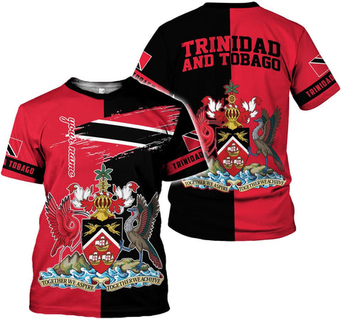 MoonArt Personalized Trinidad & Tobago Shirts Trinidad and Tobago Coat of Arms Flag 3D Shirts Trinidad Pride Gift