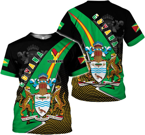 Rivelus Personalized Name 3D Shirt, Guyana Tshirt for Men Women, Guyanese Flag Pride Shirts, Guyana Gift S-5XL