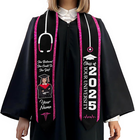 Pretyprints Custom Nurse Sash Graduation, RN Graduation Stole Gifts for Friends Nursing Student Senior Class Of 2025