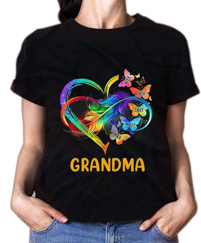 Personalized Mom Grandma Shirt, Grandma Heart Shirt, Grandkids Name Shirt, Mothers Day Shirt for Mom, Grandma, Nana, Mimi