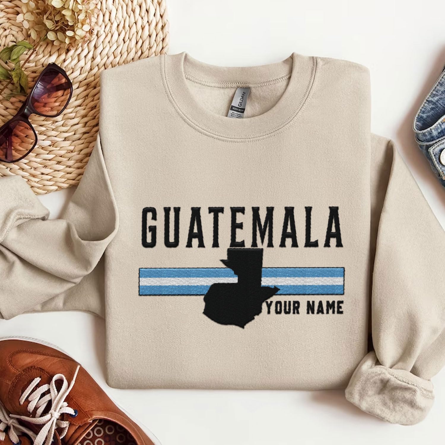 Mostprints Personalized Guatemala Embroidered Sweatshirts, Guatemala Camisas Guatemala Flag Shirts, Guatemalan Pride Hoodies