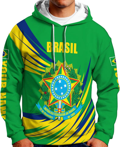 Mostprints Personalized Name Brazil Shirt 3D, Brasil Shirt Flag Custom Name Brazilian Shirt for Men and Women Unisex S-5XL