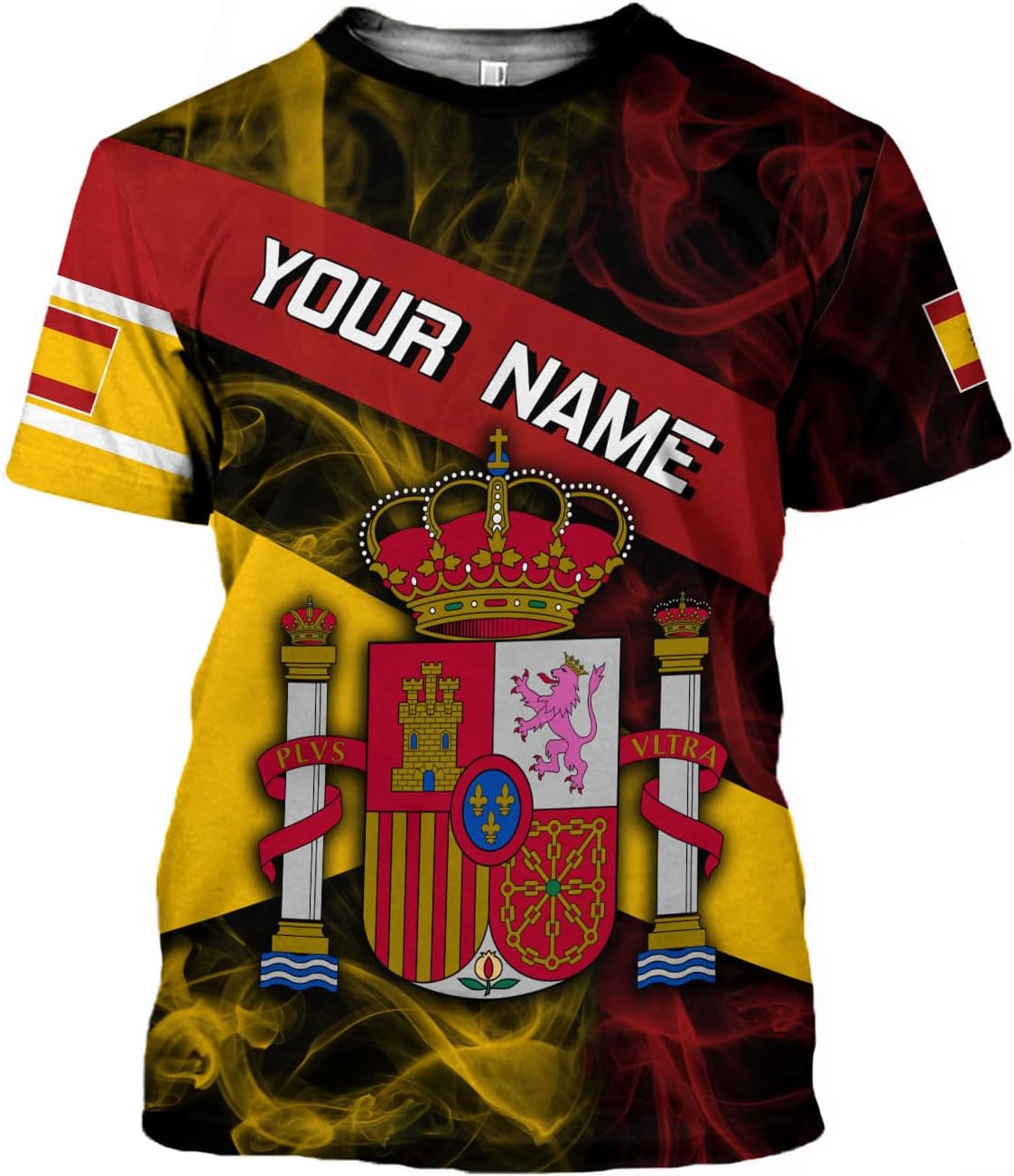 Ligthuy Personalized Name Spain Shirt 3D, Custom Spainish Shirt Flag for Men and Women, Italia Shirt Soccer Unisex Size