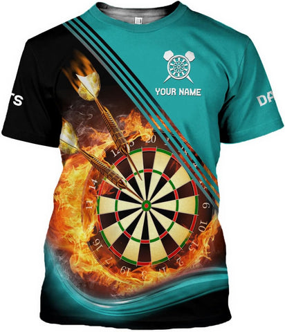 Artparel Personalized Dart Shirts for Men, Dart Polo 3D Shirts Custom Name Shirt, American Flag Shirt Unisex Shirt Size S-5XL
