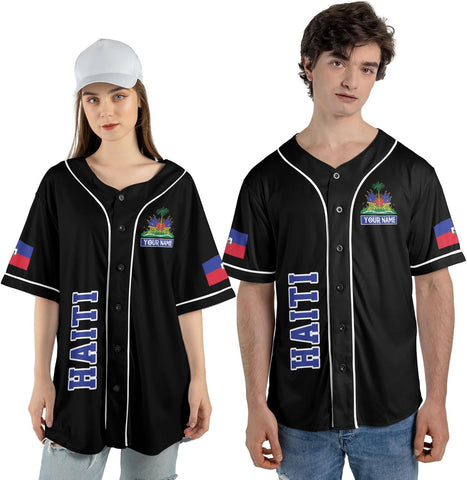 Mostprints Personalized Name Haiti Baseball Jersey, Customized Haitian Baseball Jerseys for Men Women Haitian Flag Shirt 3D