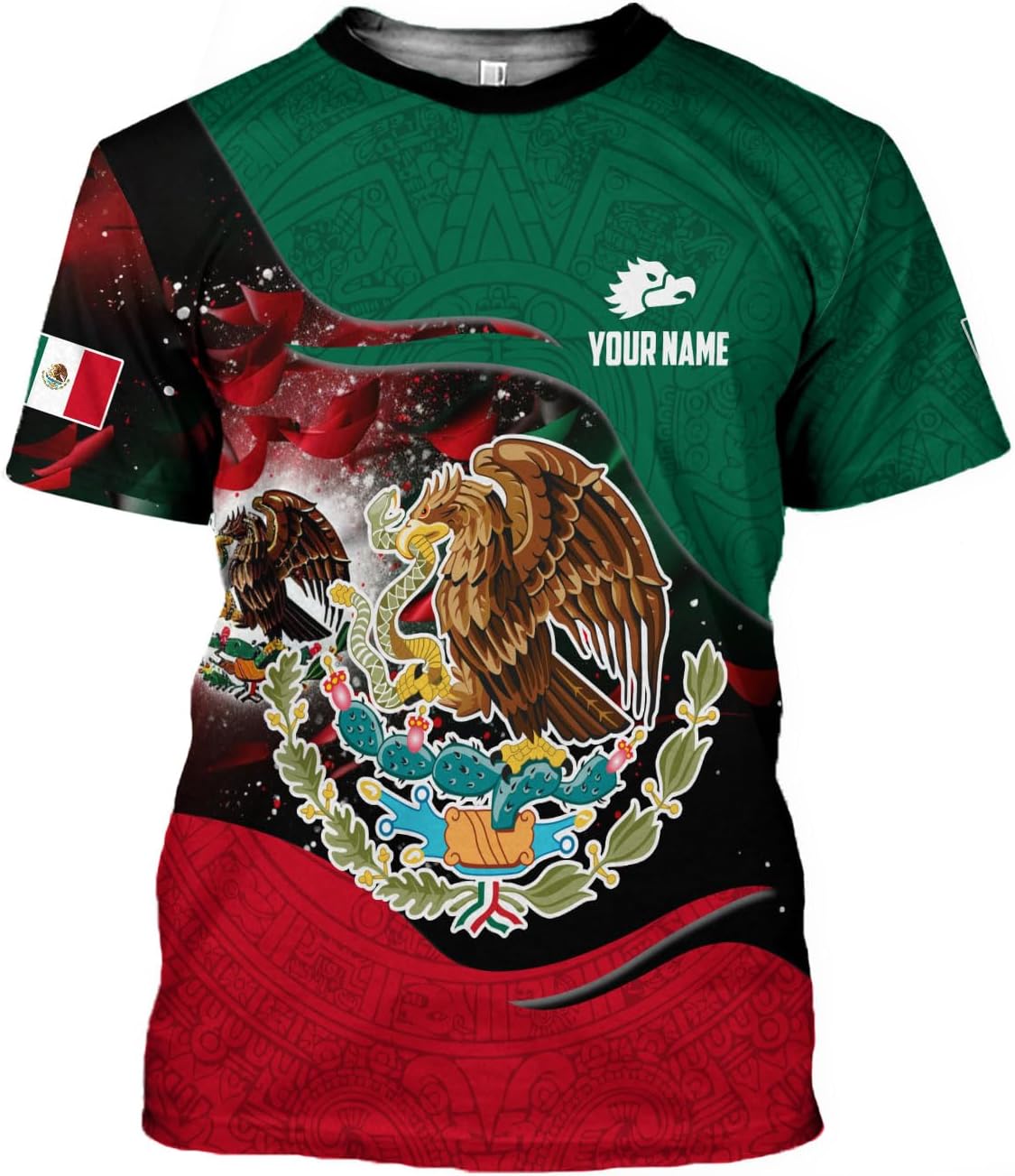 Mostprints Personalized Name Mexican Shirts 3D Customized Mexico Shirt US Flag, Mexican Shirts for women Unisex