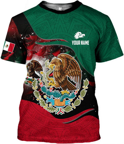 Mostefy Personalized Name Mexican Shirts 3D Customized Mexico Shirt US Flag, Mexican Shirts for Women Unisex